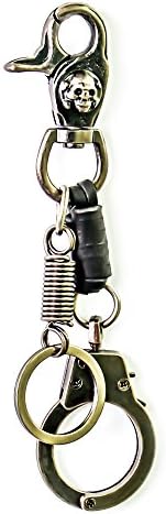 Leather Plus Antique Edition Carabiner Handcuff Style Keychain Ring Keyring Key Chain Key Holder (Black)
