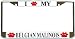 I Love My Belgian Malinois Paw Prints Dog Chrome Metal License Plate Frame Holder