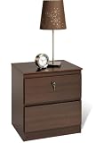 Two Drawers Night Stand with Lock in Espresso Finish
