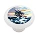 18th Century Sail Ship Decorative High Gloss Ceramic Drawer Knob