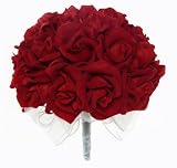 Red Silk Rose Hand Tie (3 Dozen Roses) - Wedding Bouquet