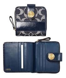 Coach Signature Stripe Medium Zip Around Wallet Denim