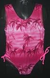 Girls 1-Piece Swimsuit Tie Sides - Pink/Palm Trees