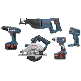 Click here to buy Factory-Reconditioned Bosch CPK51-18-RT 18V Cordless BLUECORE 5-Tool Combo Kit by Bosch.