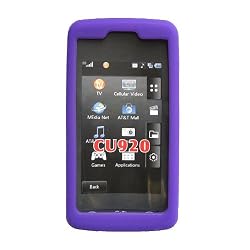 LG Vu CU920 CU915 Swirly Line Silicone Protector Thick Skin Case PURPLE