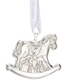 Reed & Barton Sterling Silver Baby's First Christmas, Rocking Horse with dated Ribbon, Diameter 2.5