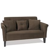 Avenue Six Bel Air Love Seat. Plush Chocolate Fabric and Three Pillows.