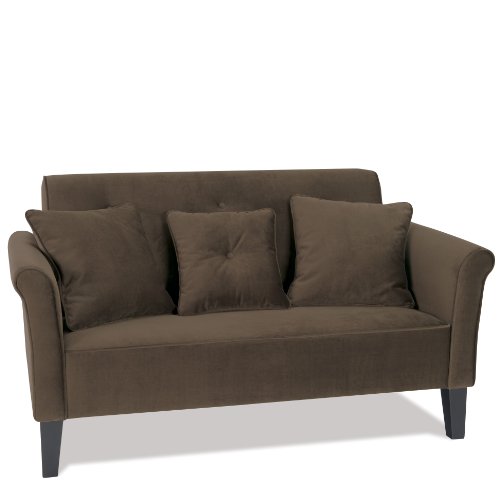 Avenue Six Bel Air Love Seat. Plush Chocolate Fabric and Three Pillows.