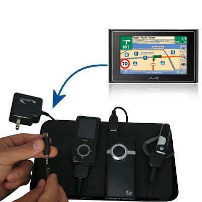 Gomadic Universal Charging Station for the Mio Moov 330 360 370 380 and many other mobile devices - 2nd Generation Design - uses Gomadic TipExchange Technology - 4 tips included