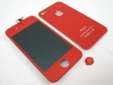 Red Full LCD Screen Display + Touch Screen Digitizer Front Glass Lens Part Assembled Together + Full Plastic Glass Back Battery Cover Door Case Housing Fascia Plate Panel for Apple iPhone 4G 4 G ~ Mobile Phone Repair Parts Replacement