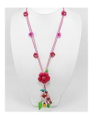 Deep Pink Flower Cotton Necklace
