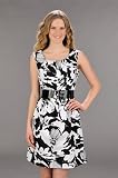 Stenciled Flowers Cotton Satteen Graphic Floral Dress 36 1/2