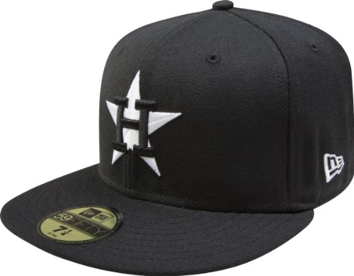 MLB Houston Astros Cooperstown Black with White 59FIFTY Fitted Cap (7 3/8)