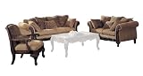 Sofa Couch with Wooden Frame Brown Floral Chenille Fabric
