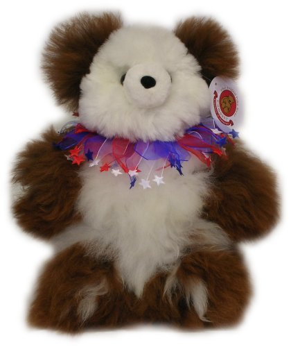 41YS3YeQPyL Alpaca Bear. Genuine Multi Colored Alpaca Teddy Bear With Patriotic Collar. 14 Inches high.
