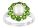 7MM WHITE CULTURED FRESHWATER PEARL WITH 1.32CTW CHROME DIOPSIDE STERLING SILVER RING
