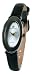 Pierre Cardin Ladies Black Leather Strap Oval Silver Dial Watch
