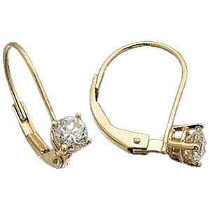 14kt Yellow Gold Diamond Fashion Lever-Back Earrings