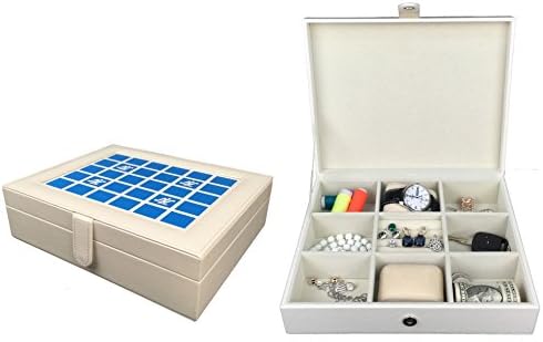 Love Nest Snake Style leather Make-Up Box Cosmetic Box Jewellery Box Nail Polish Organiser Display Stand (with nine grid). Gift Boxed (White)