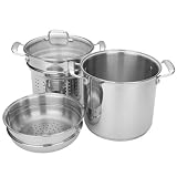 MIU Stainless 10-Quart Steamer and Pasta Cooker with Glass Lid