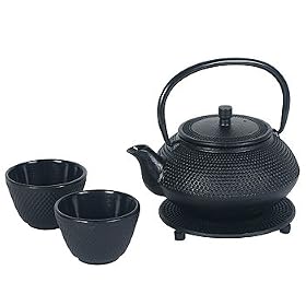 Buy Japanese Cast Iron Pot tea set Black ARR w  Trivet