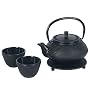 Japanese Cast Iron Pot tea set Black ARR w/ Trivet