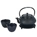Japanese Cast Iron Pot tea set Black ARR w/ Trivet