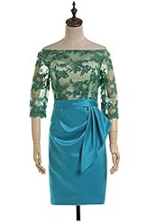 Lace Short Sheath Bateau Neck Satin/Tulle Mother-of-the-Bride Dress 