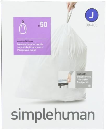 simplehumanCustom Fit Trash Can Liner J, 30-40 L / 10-10.5 Gal, 50-Count Box