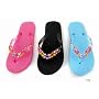 Ladies/Womens Flip Flops with Beads (Pink Black Blue)
