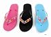 Ladies/Womens Flip Flops with Beads (Pink Black Blue)