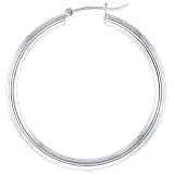 1 3 8 ( 35mm ) Large Sterling Silver Medium Thick Linear Design Italian Hoop Earrings