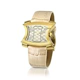 Krizia Gold Plated Croco-Stamped Leather Dress Watch Sand by Krizia