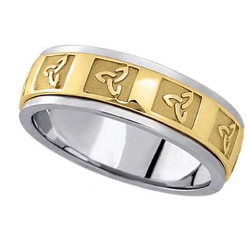 Hand Made Celtic Wedding Band in 14k Two Tone Gold (7mm)