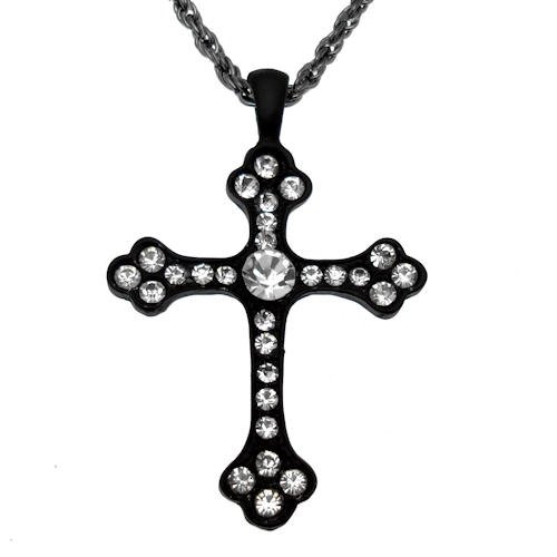 Acosta - White Crystal - Costume Jewellery Cross Necklace