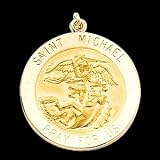 18 mm 14K Yellow Gold S.t Michael Medal by 
