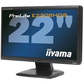 Iiyama - Pro Lite E2208HDS-1 - HD Ready LCD display - TFT - 22'' - widescreen - 1920 x 1080 - 300 cd m2 - 1000:1 - 10000:1 (dynamic) - 5 ms - 0.248 mm - DVI-D, VGA - speakers - black
