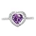 10k White Gold Heart-Shaped Amethyst with Diamond Heart Ring