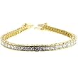 Goldtone Tennis Bracelet, Princess Cut Clear CZs, Channel Setting, Box Clasp