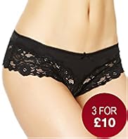 Wide Lace Trim Brazilian Knickers