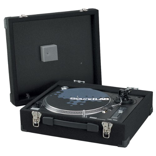 Schwarz Teppichboden Wooden Turntable Case mit Lift Off Scharniere und Verriegelungen