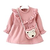 Candykids 女の子 フォーマル ドレス ワンピース 子供服 ガールズ ワンピース チュニック リボン あったか 子供 キッズ 長袖 女の子 ガールズ ワンピース (80cm, ブルー)