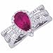 14K White Gold Antique Style Chatham Ruby And Diamond Ring