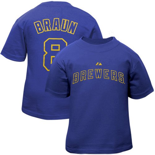 Majestic Ryan Braun Milwaukee Brewers #8 Toddler Player T-Shirt - Royal Blue (4T)
