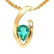 14K Yellow Gold Emerald and Diamond Pendant