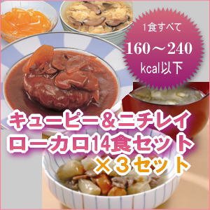 キューピー&ニチレイ ローカロ14食セット×3セット 一食どれでも240kcal以下 (旧名 糖尿病食)ユニットカロリーグルメとカロリーナビ