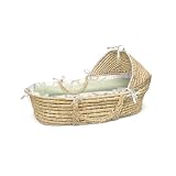 BadgerBasketNaturalMosesBasketwithHood,SageGinghamBedding