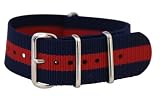 24mm James Bond Navy Blue / Red - Nylon Nato Ballistic Military Watch Band Strap