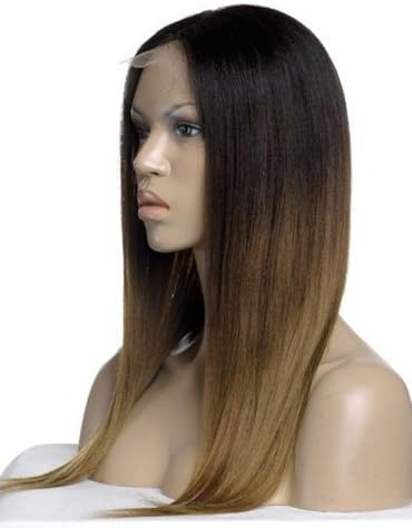 Fashion Ombre Highlight Straight Remy Human Hair Full Lace Wig (14", The same as picture)