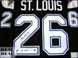 Marty St. Louis Autographed Tampa Bay Lightning Black/ Home Jersey w/ "04 MVP" (Limited to 26)